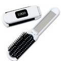 Folding Hairbrush W/Mirror